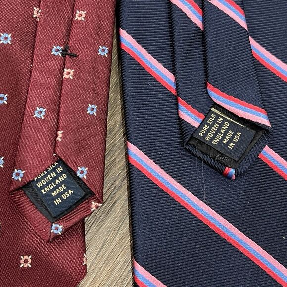 Lot Of 2 Brooks Brothers Makers Silk Pink Striped Regimental Neck Tie Red - Picture 6 of 6